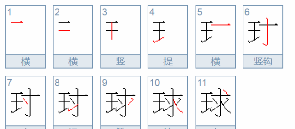 球的笔顺,球的笔画顺序怎么写图1