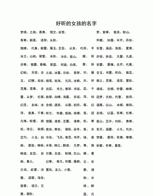 女人好听的名字大全,女孩子取什么名字好听图1