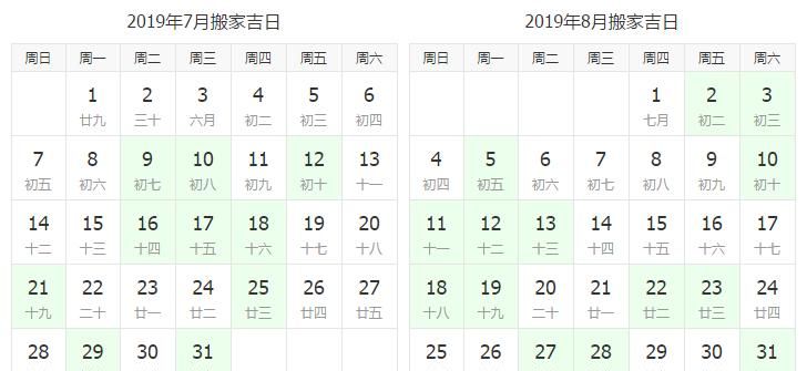 2019年12月搬家黄道吉日,209阳历2月搬家吉日图4