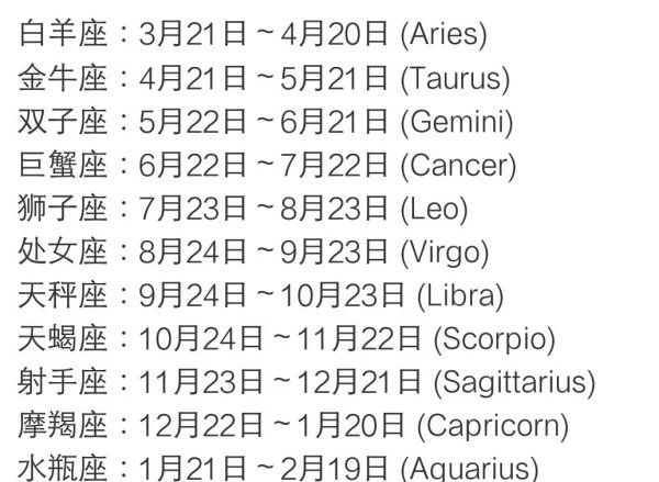 万年历查询十二星座
,十二星座阴历日期表图1