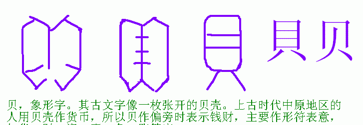 贝的部首是什么偏旁,贝字是什么结构图3