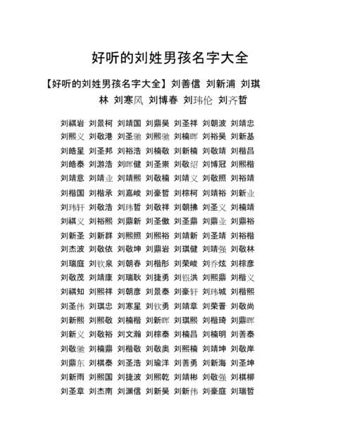 刘姓100分的男孩名字，刘姓男孩取名定字辈的？图1