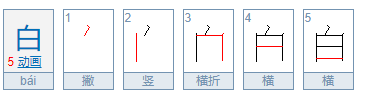 白的笔顺规则是什么,白字笔顺笔画顺序田字格图2