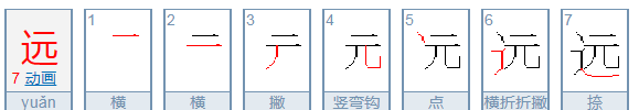 远的笔顺结构,后的笔画笔顺怎么写图1