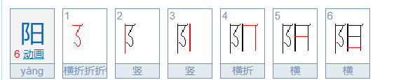 阳的笔顺名称怎么读,阳字的笔顺图1