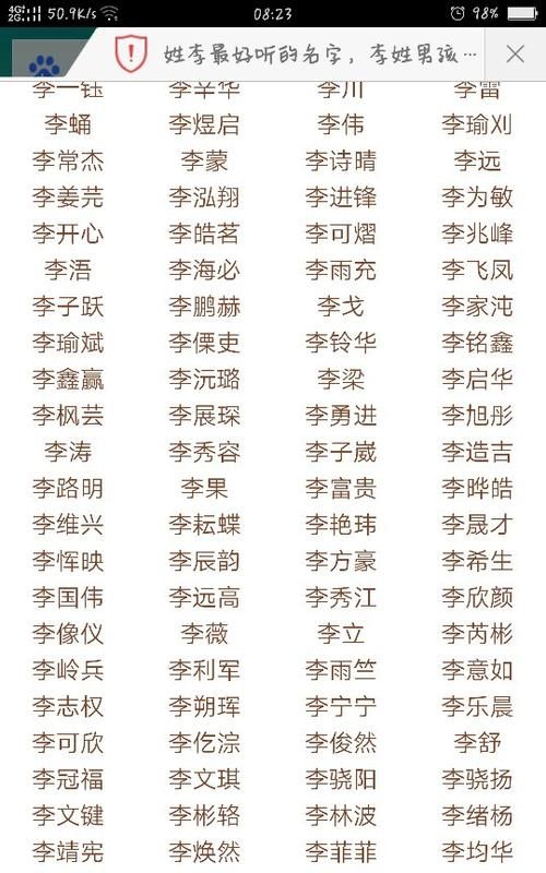 李姓00分的好名字,李姓100分的好名字图1