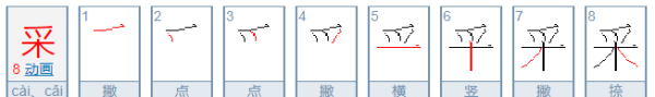采的笔顺,采字的采的笔顺怎么写图3