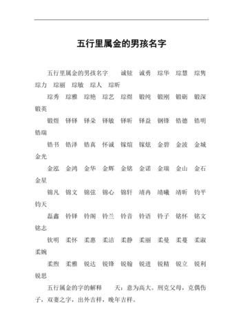 五行属金字最旺的字,五行属金寓意最好的字图1