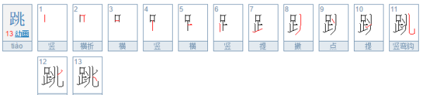 跳的笔顺笔画怎么写,跳字笔顺怎么写的图3