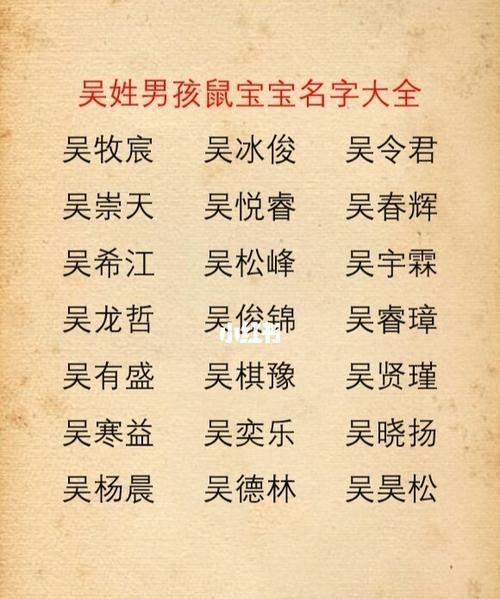 吴姓男孩名字大全