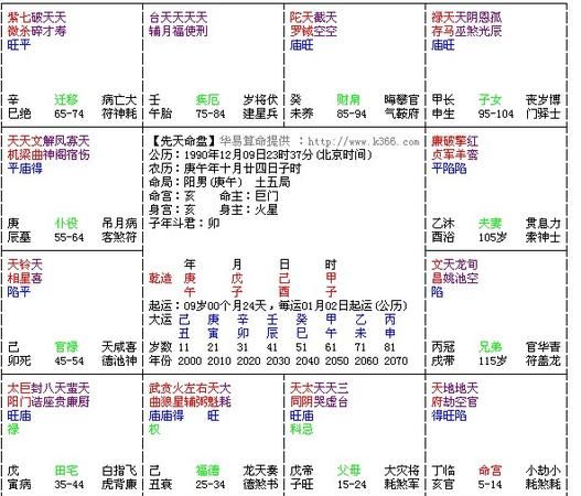 紫微斗数在线排盘详解,紫微斗数免费排盘详解图3