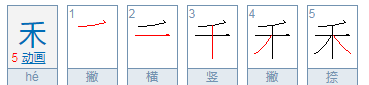 禾的笔顺拼音,禾字的笔顺怎么写图1