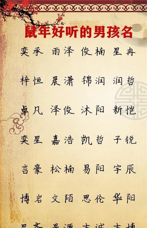 属鼠的男孩取名字大全,属鼠的取什么名字是最好的图1