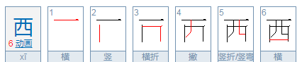 西的拼音的笔顺,西字的笔顺图2