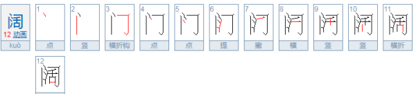 阔的笔顺,阔的拼音图2