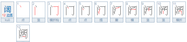 阔的笔顺,阔的拼音图5