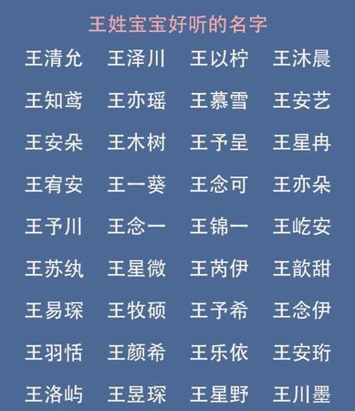 王姓宝宝起名字大全,王姓名字大全男孩名字王姓名字大全图1