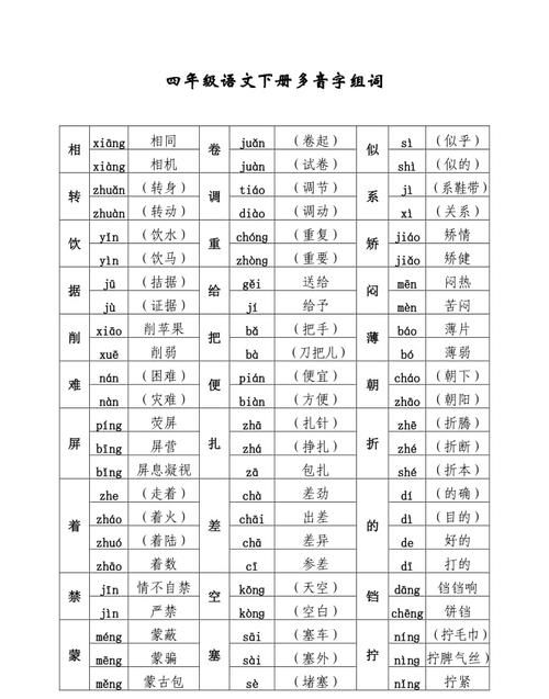 多音字组词和拼音,多音字组词三年级上册图4