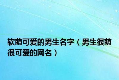 男生可爱的名字,qq男生呆萌可爱的名字 适合男生的网名图1