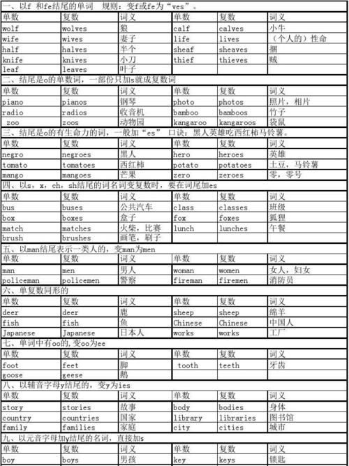 英语名词复数变化规则,英语单词变复数规则表图3