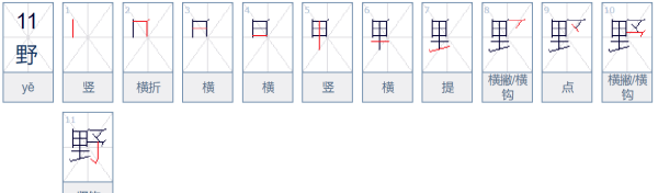 野的笔画,野的笔画顺序图7