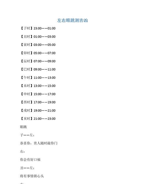 眼跳法预测吉凶9,十二时辰左右眼跳吉凶查询图3