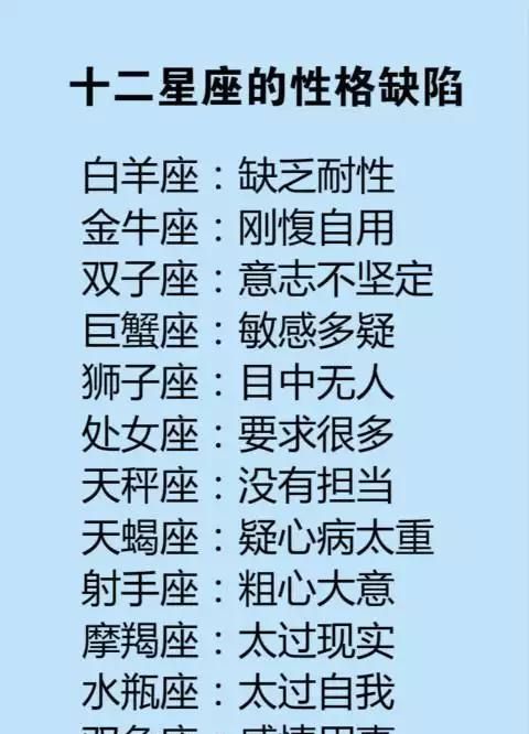 十二星座的特点和性格爱好
,十二星座的特点和性格和命运大全图15