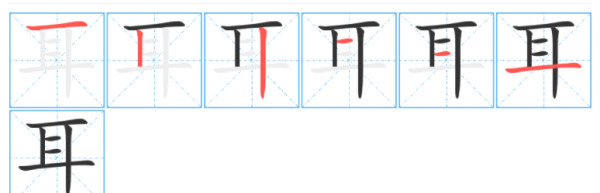 耳的笔顺田字格,口目耳手田字格正确书写教案图3