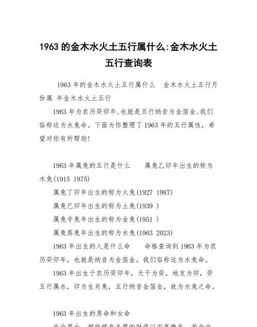 五行查询对照表,12属相金木水火土对照表图4