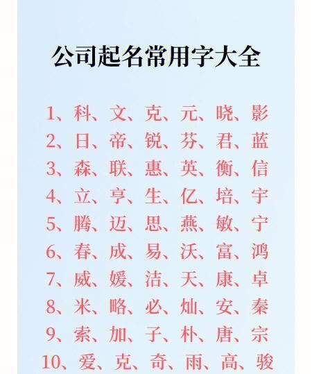 公司起名常用字库,公司起名字大全免费图4