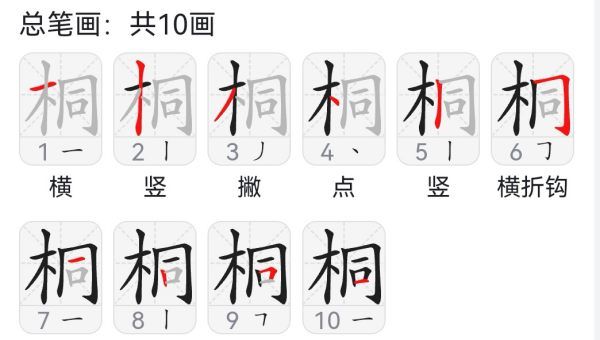 桐的笔顺笔画,桐字怎么写好看图3