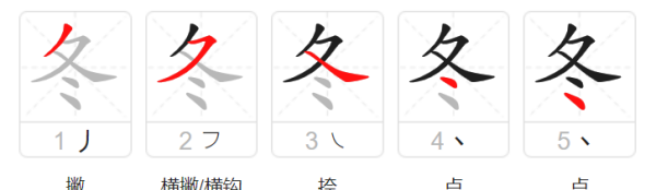 冬的笔顺,冬的笔顺笔画图5